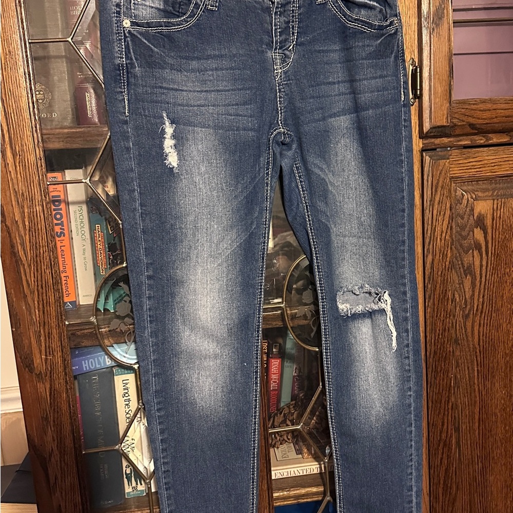 Distressed Blue Denim Jeans